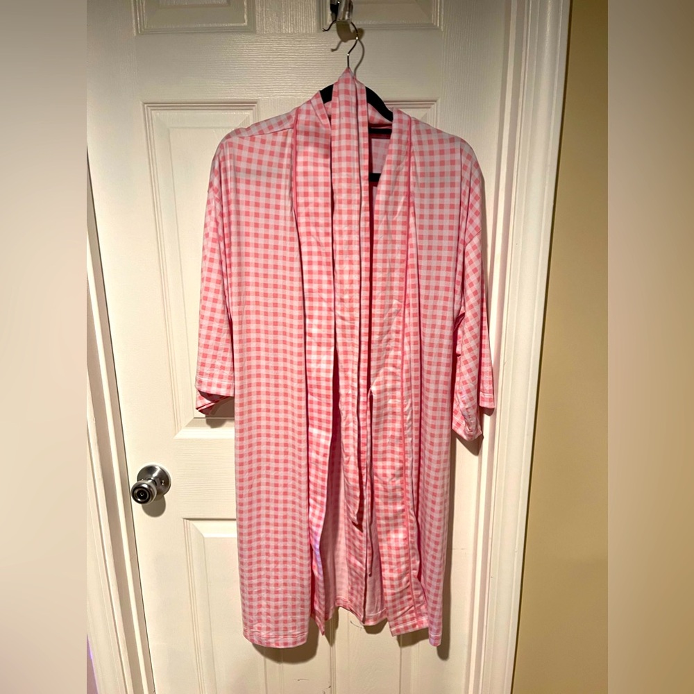 NWT Draper James Pink Gingham Lightweight Robe SZ XS